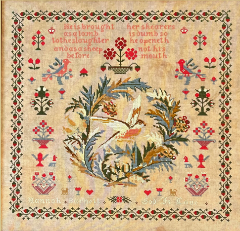 Hannah Barnett c.1850 - Reproduction Sampler by Queenstown Samplers PREORDER