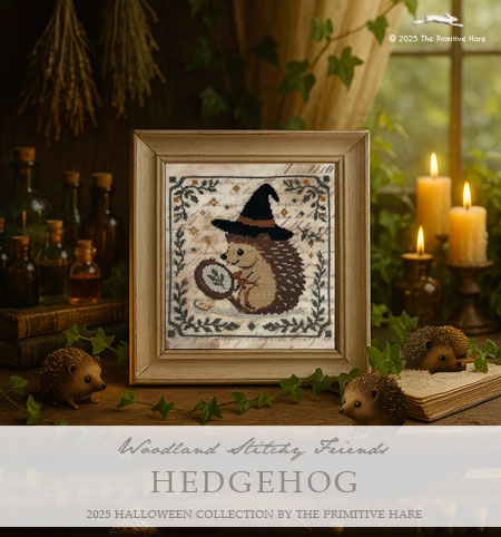 Woodland Stitchy Friends Hedgehog - Cross Stitch Pattern by The Primitive Hare