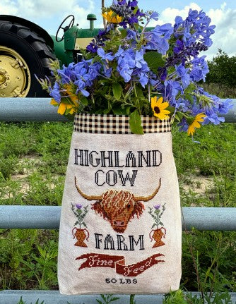 Highland Cow Feed Sack - Cross Stitch Pattern by Carriage House Samplings