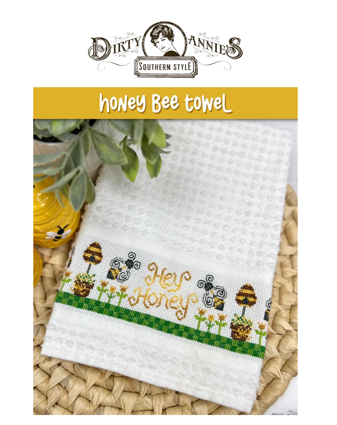 Honey Bee Towel - Cross Stitch Pattern by Dirty Annie's PREORDER