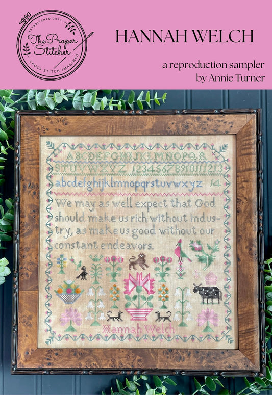 Hannah Welch - Reproduction Sampler Pattern by The Proper Stitcher PREORDER