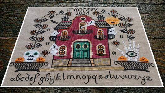 HALLOWEEN MANSION OF THE CURSED CREEK - Cross Stitch Pattern by Twin Peak Primitives