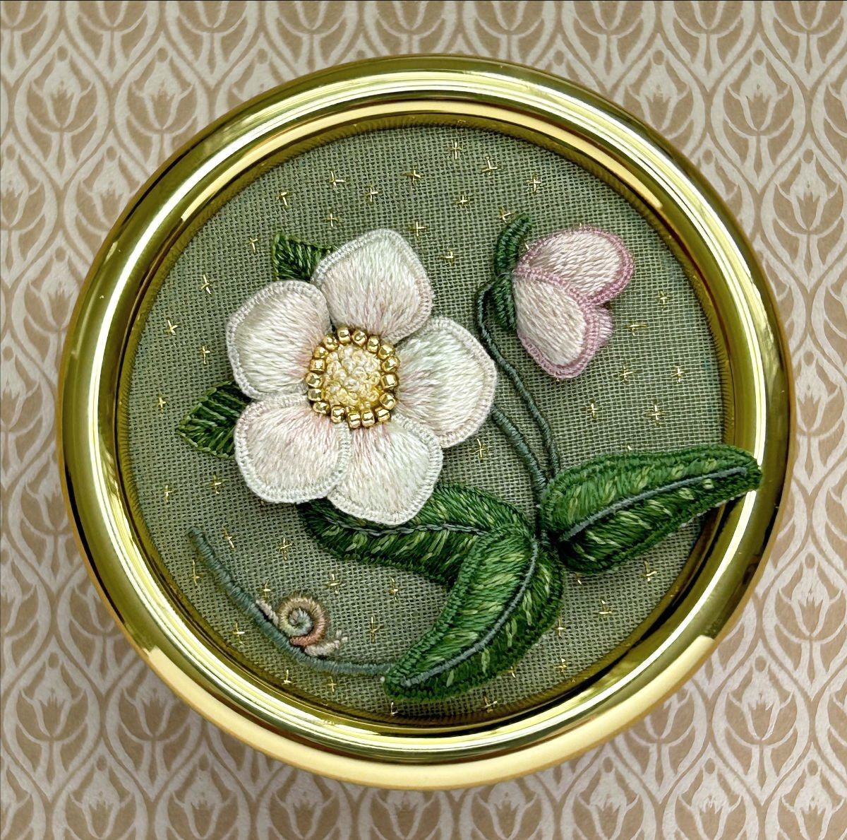 Raised Embroidery Kit - Winter Bright Hellebore by Anna Scott