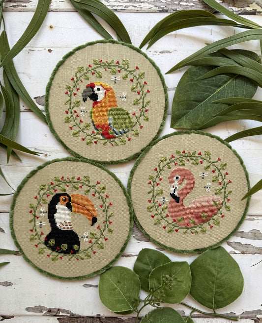 Tropical Birds Trio - Cross Stitch pattern by Puntini Puntini