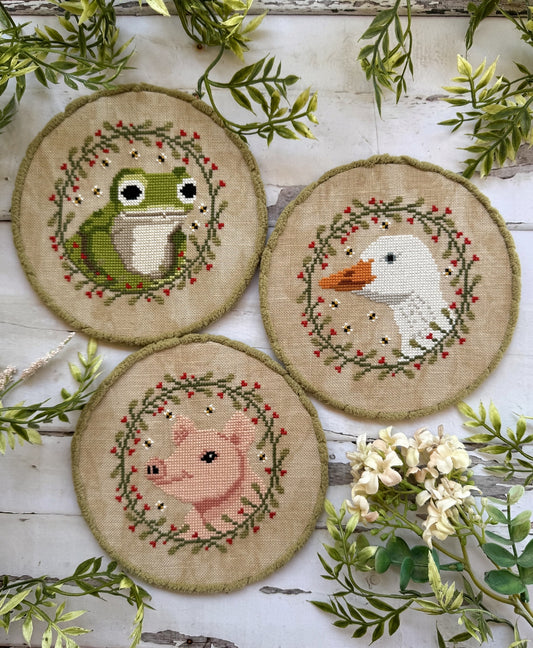 Countryside Animal Trio - Cross Stitch pattern by Puntini Puntini