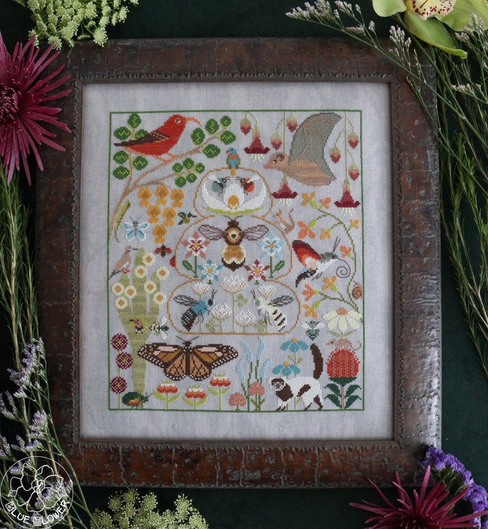 In Praise Of Pollinators - Cross Stitch Chart by The Blue Flower PREORDER