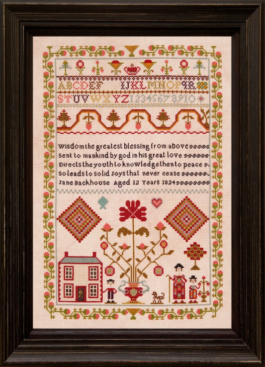 Jane Backhouse 1824 - Reproduction Sampler by Hands Across the Sea Samplers