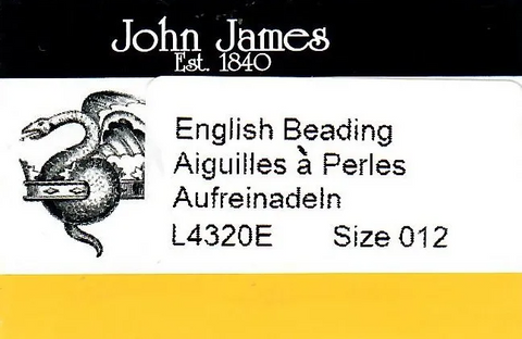 John James Long Beading Embroidery Needles - Size 12