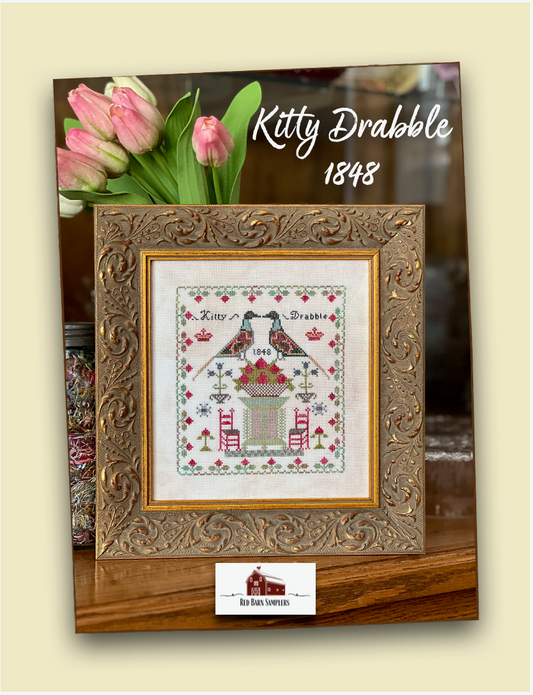 KITTY DRABBLE 1848 - Reproduction Sampler by Red Barn Samplers PREORDER