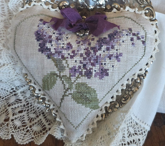 Lilac Heart Kit - Cross Stitch kit by Samplers Not Forgotten