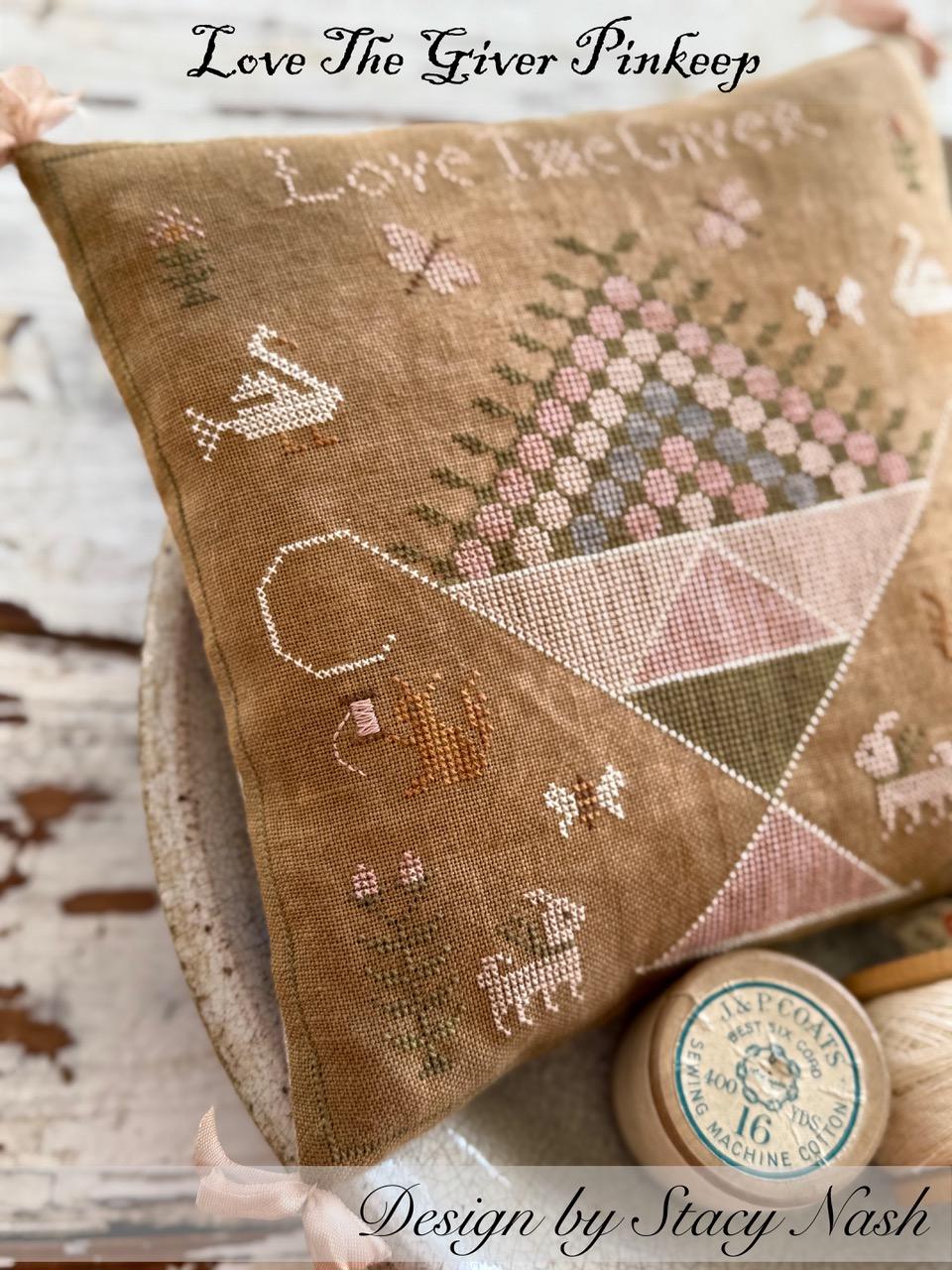 Love The Giver Pinkeep - Cross Stitch Pattern by Stacy Nash Primitives PREORDER