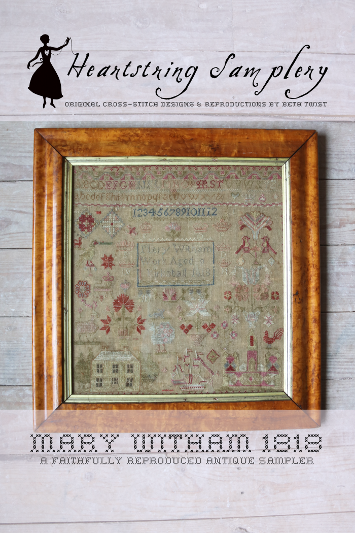Mary Witham 1818 - Reproduction Sampler Pattern by Heartstring Samplery PREORDER