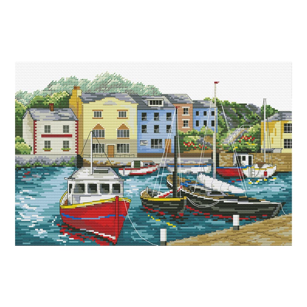 Fishing Village- No-Count Cross Stitch