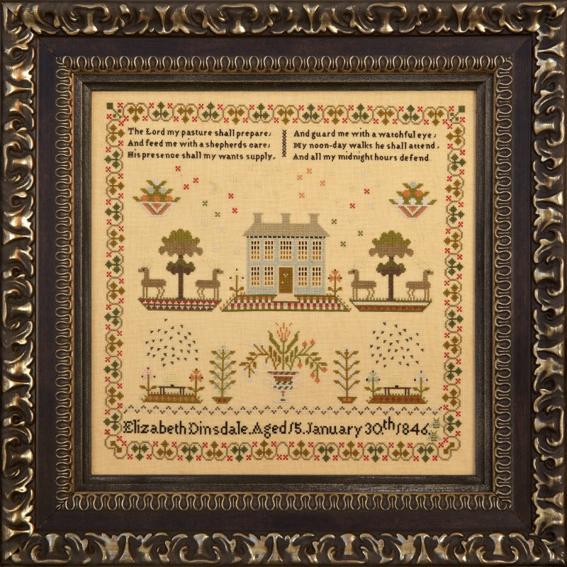 Elizabeth Dinsdale 1846 ~ Reproduction Sampler Pattern by Hands Across the Sea Samplers