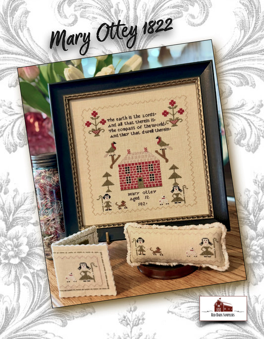 Mary Ottey 1822 - Reproduction Sampler Pattern by Red Barn Samplers PREORDER
