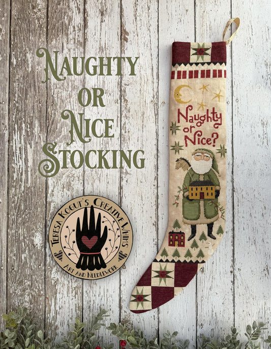 NAUGHTY OR NICE STOCKING - Cross Stitch Pattern by Teresa Kogut