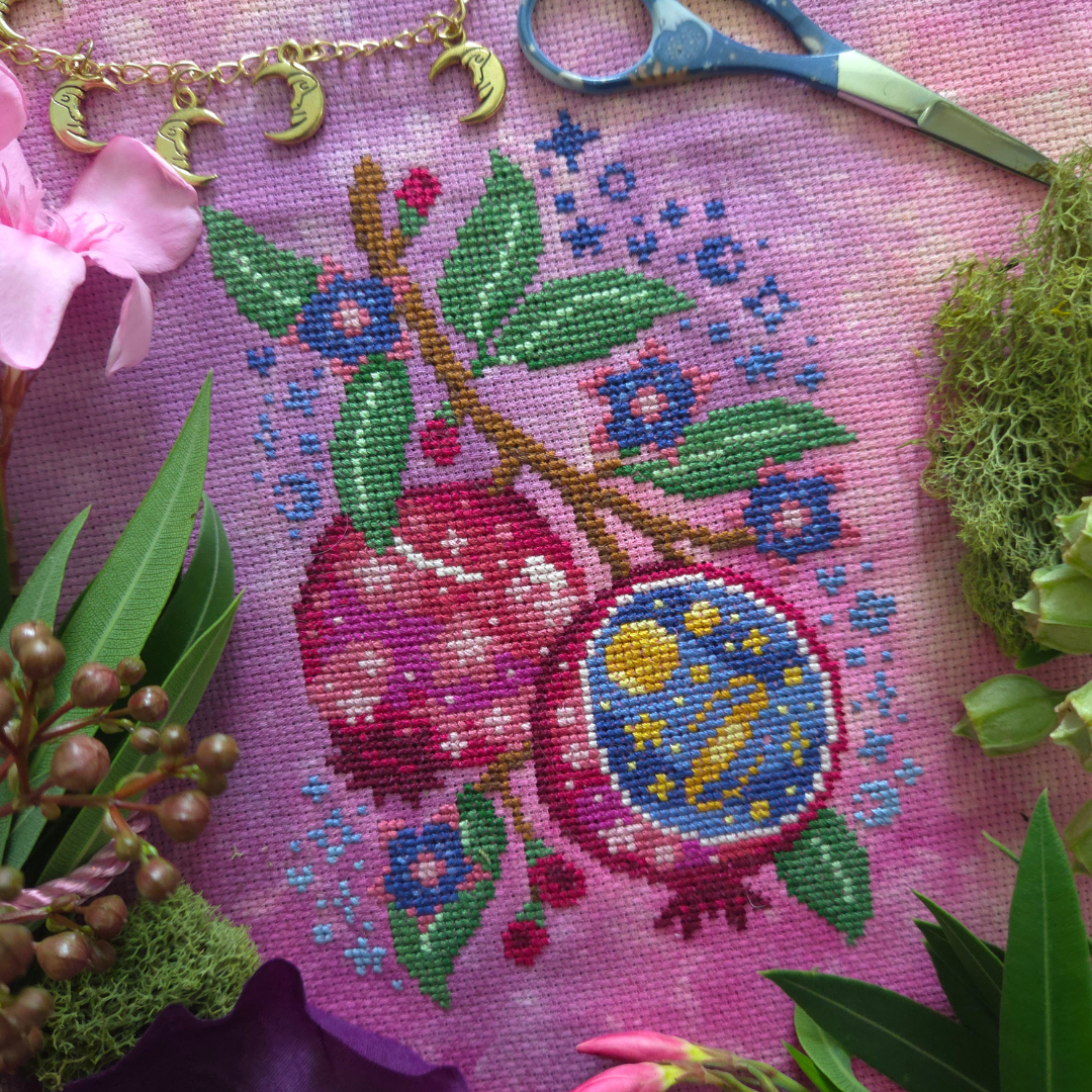 Starry Pomegranate - Cross Stitch Pattern by BAD Stitch PREORDER