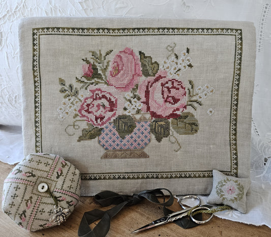 Peony Pocket and Accessories Chart - Cross Stitch Pattern by Samplers Not Forgotten