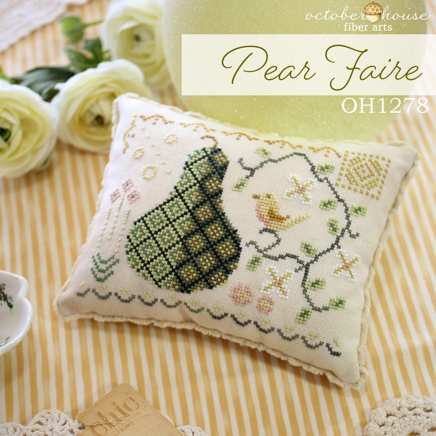 Pear Faire - Cross Stitch Pattern by October House Fiber Arts PREORDER