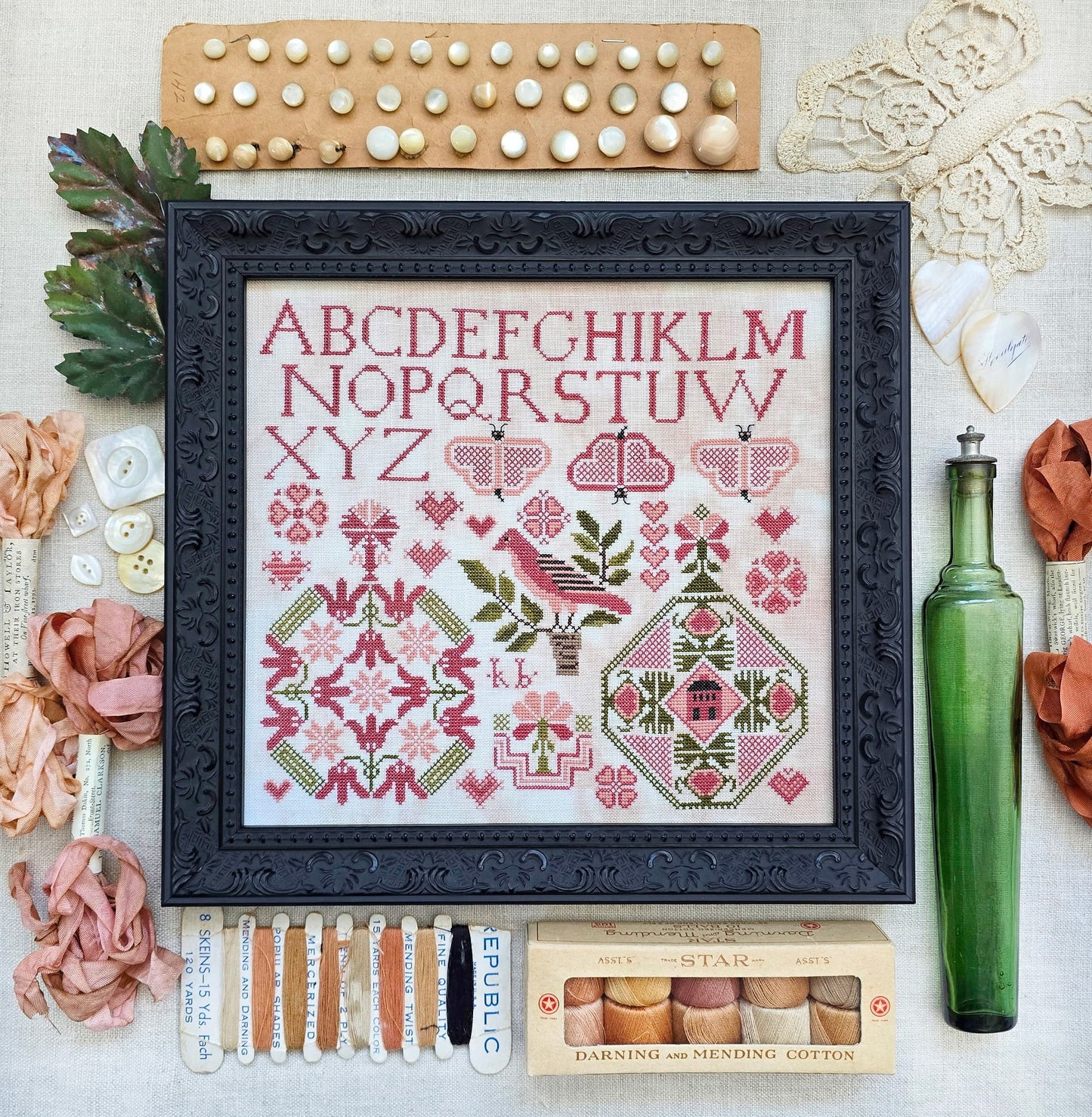 Quaker Hearts - Cross Stitch Pattern by Kathy Barrick