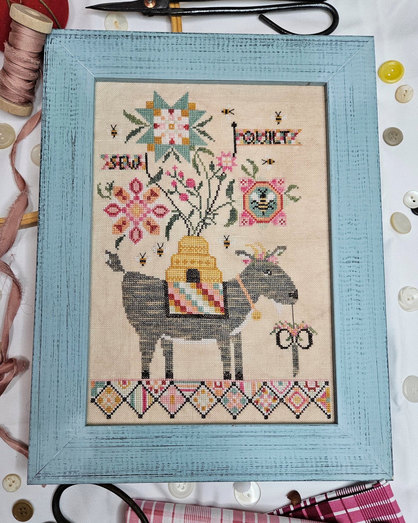 Quilting Nanny - Cross Stitch Pattern by Quaint Rose Needlearts PREORDER