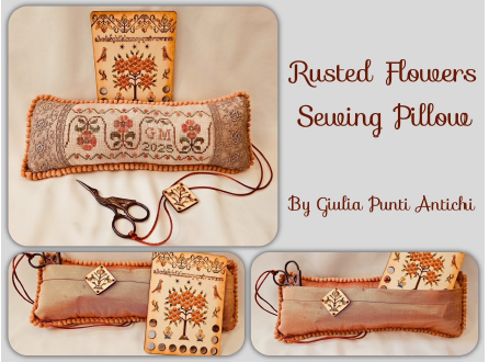 Rusted Flowers Sewing Pillow - Cross stitch pattern  by Giulia Punti Antichi PREORDER