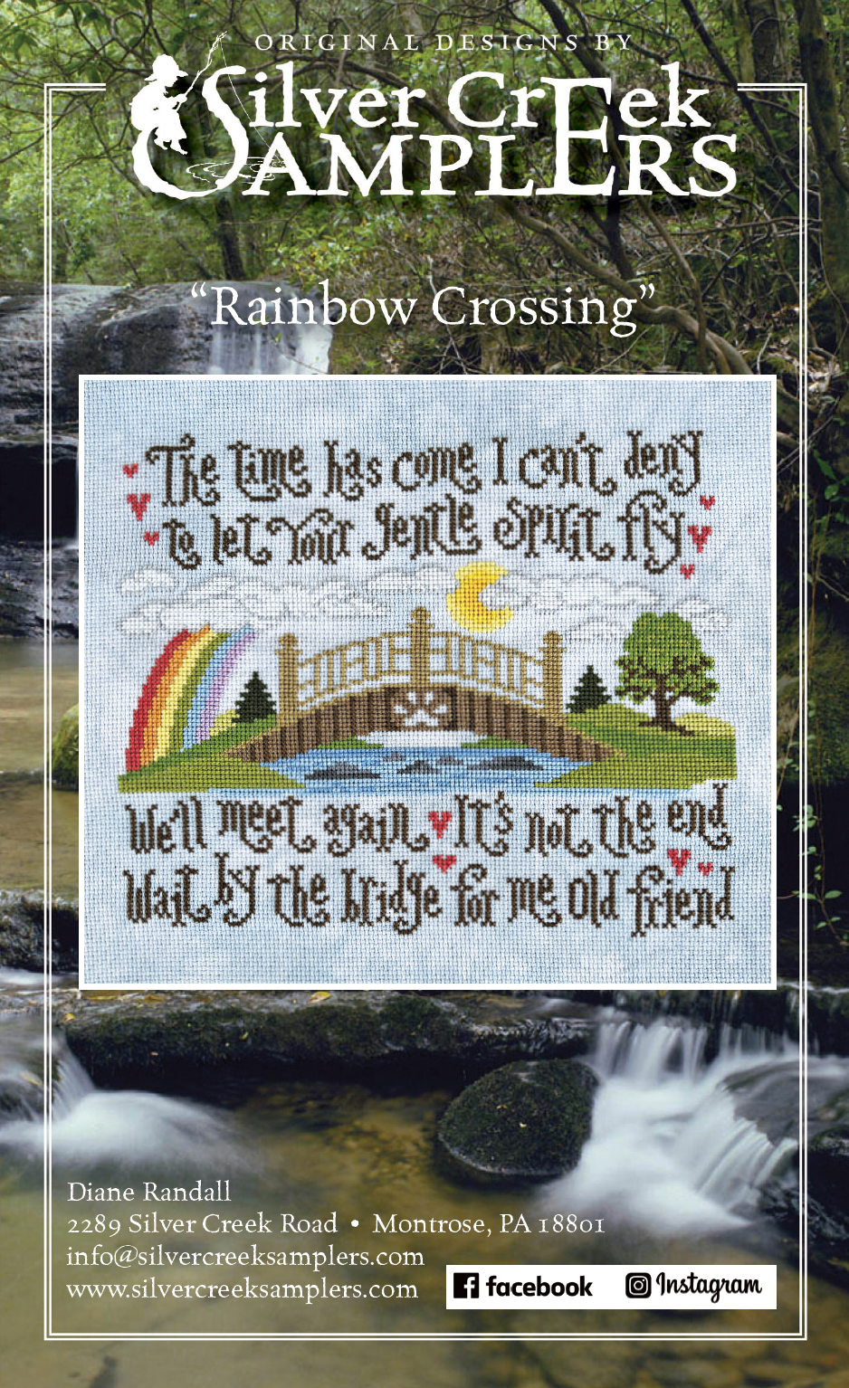Rainbow Crossing - Cross Stitch Chart by Silver Creek Samplers PREORDER