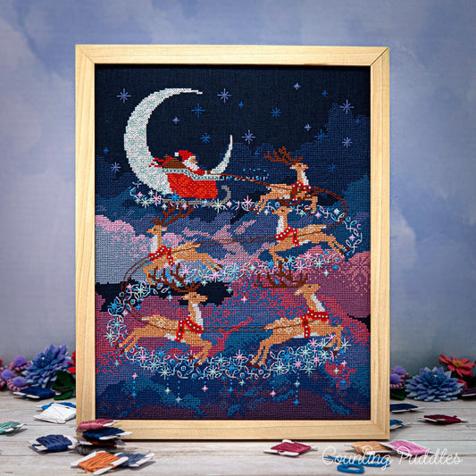 Santa's Moonlit Ride - Cross Stitch Pattern by Counting Puddles