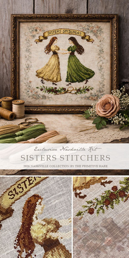 SISTERS STITCHERS Kit- design by The Primitive Hare PREORDER