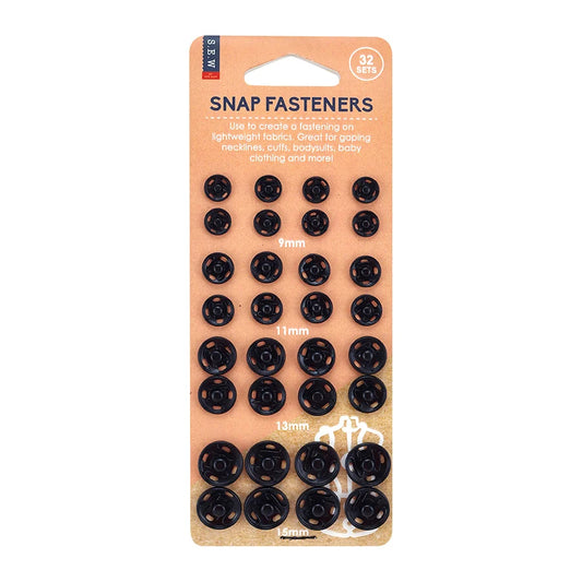 Snap Fasteners - Assorted sizes in black