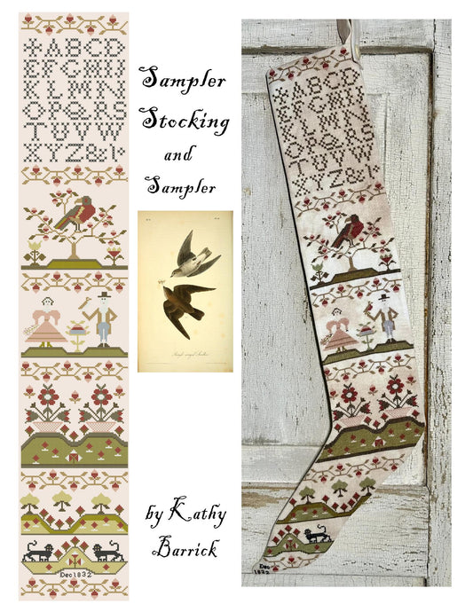 Sampler Stocking & Sampler - Cross Stitch Pattern by Kathy Barrick PREORDER