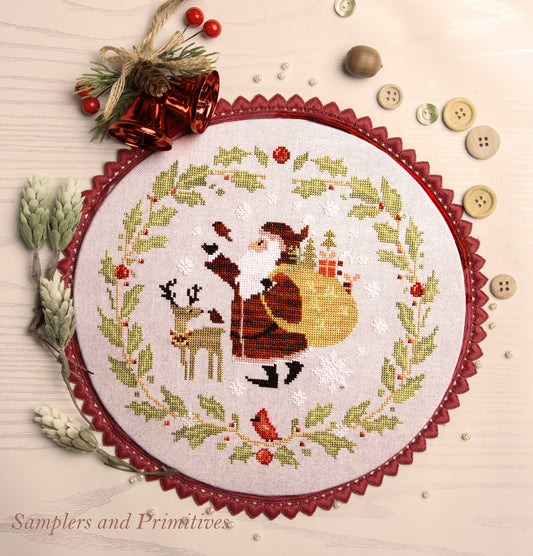 Santa and Friends - Cross Stitch Pattern by Samplers and Primitives PREORDER