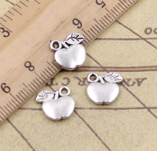 Silver Tone Apple Charm