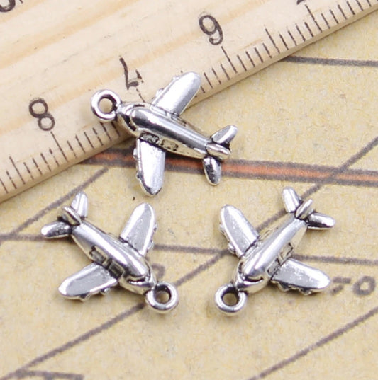 Silver Tone Plane Charm