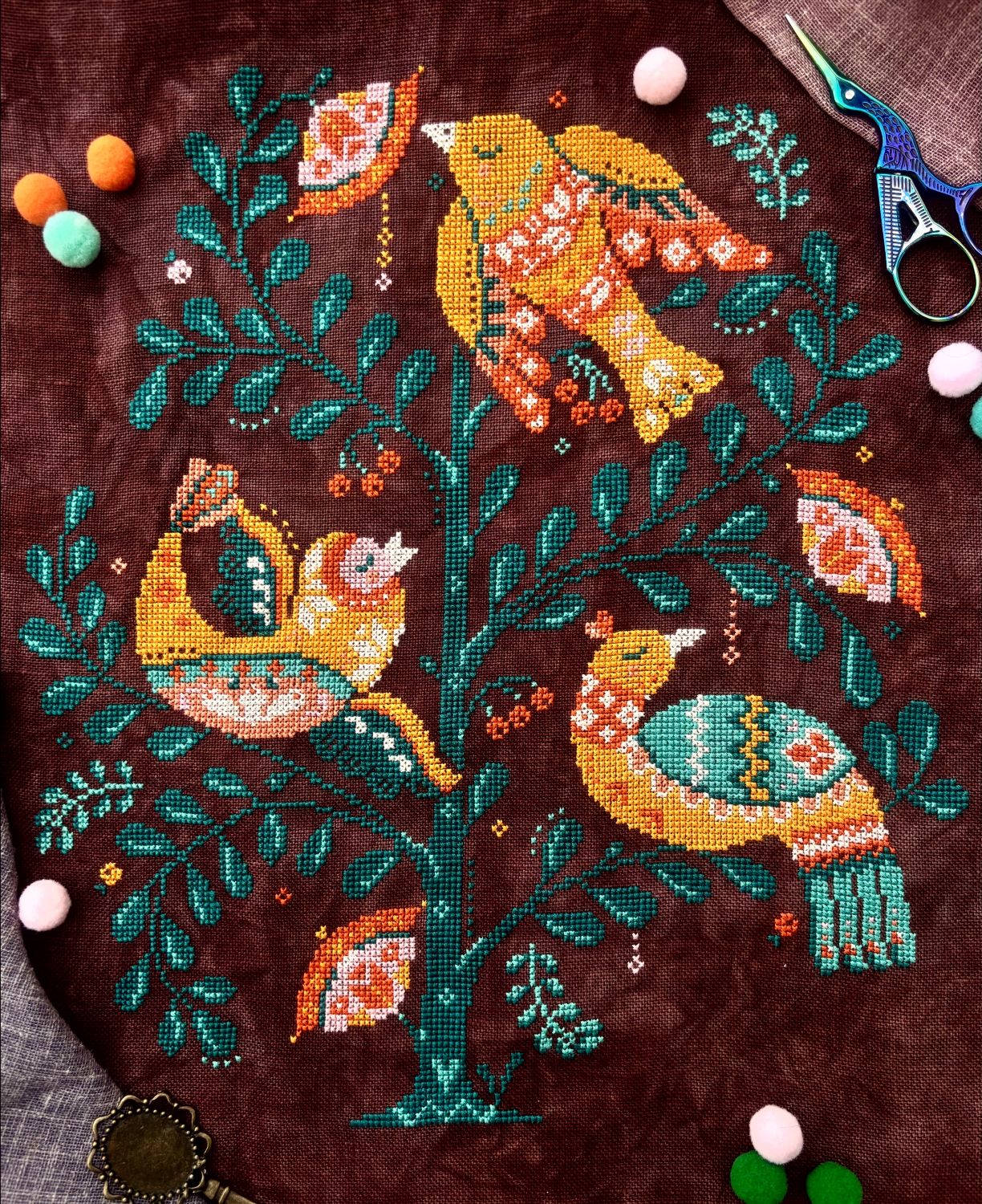 Songbirds and Berries - Cross Stitch Pattern by Quaternion Creations PREORDER