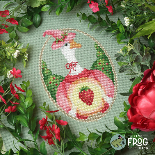 Strawberry Goose Witch - Cross Stitch Patterns by Fine Frog Stitching PREORDER