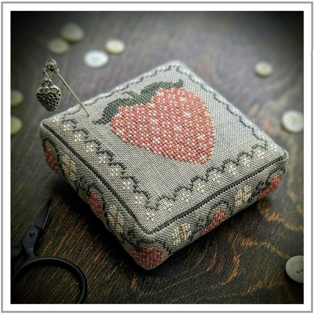 Strawberry Pin Cushion - Cross Stitch Pattern by Whilst Iris Naps