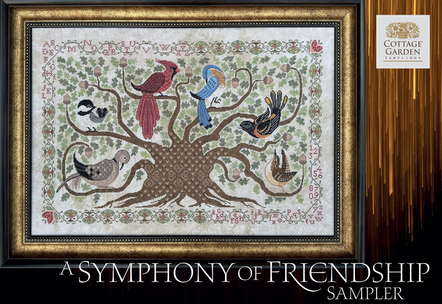 A Symphony of Friendship Sampler - Cross Stitch Chart By Cottage Garden Samplings