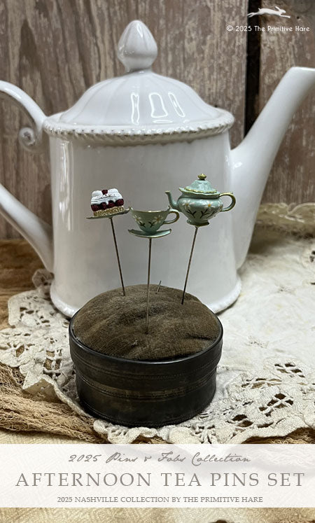 Afternoon Tea Pins Set - by The Primitive Hare PREORDER