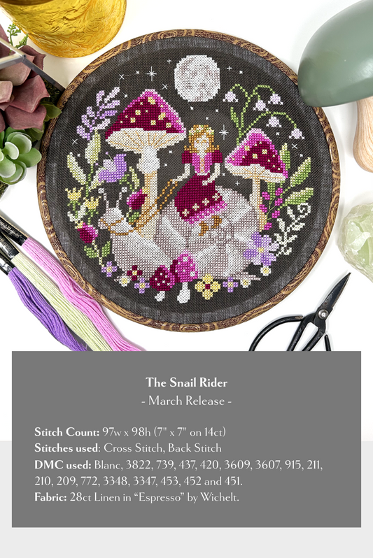 Snail Rider - Cross Stitch Pattern by Tiny Modernist PREORDER