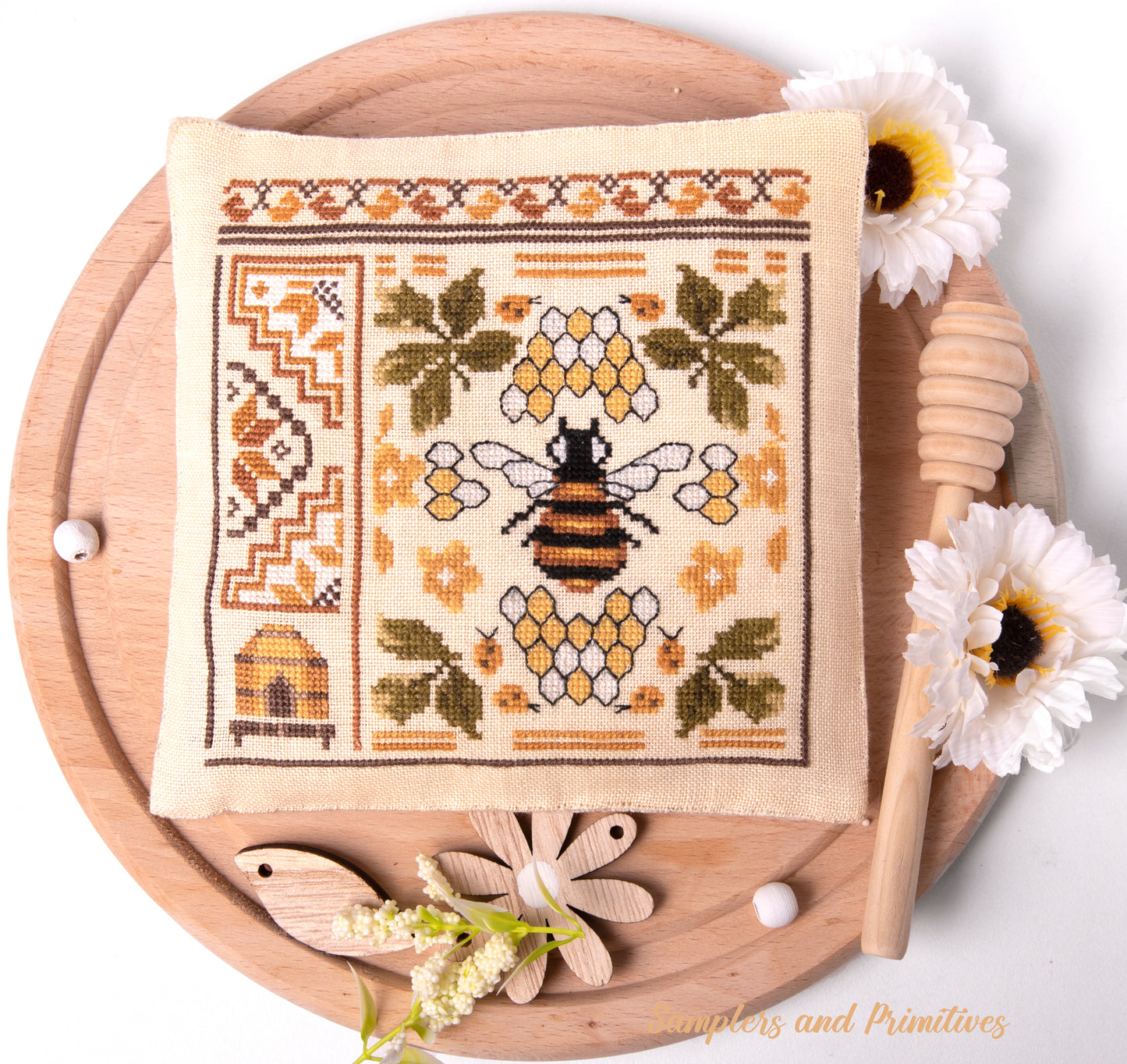 Bee Quaker II- Cross Stitch Chart by Samplers & Primitives PREORDER