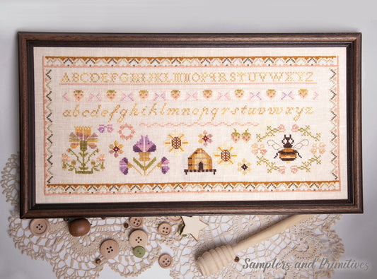 The Beehive Sampler - Cross stitch pattern by Samplers & Primitives PREORDER