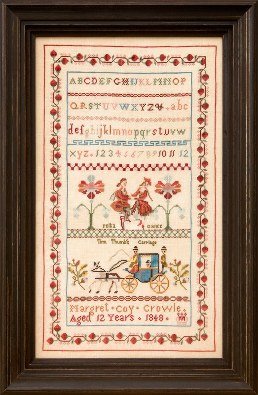 Tom Thumb's Carriage Margret Coy - Reproduction Sampler by Hands Across the Sea Samplers