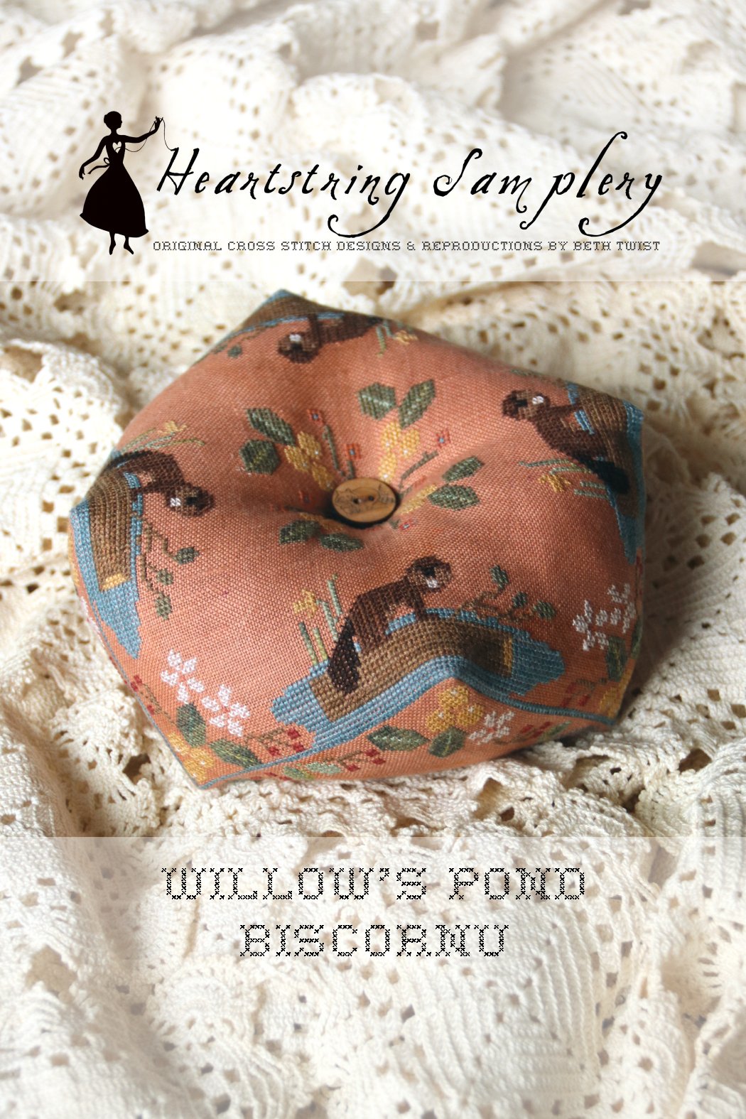Willow's Pond Biscornu - Cross Stitch Pattern by Heartstring Samplery PREORDER