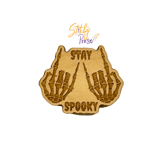 Wooden Stay Spooky Needle Minder by Stitchy Prose