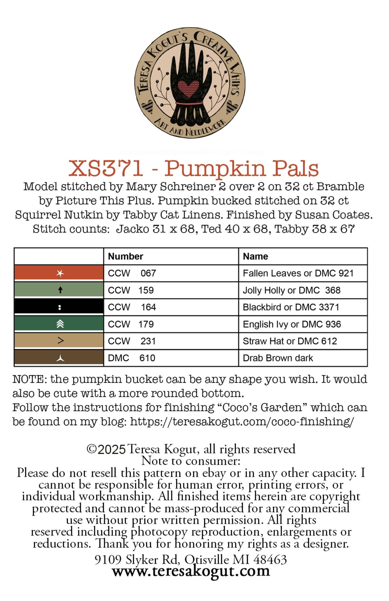 Pumpkin Pals - Cross Stitch Pattern by Teresa Kogut PREORDER