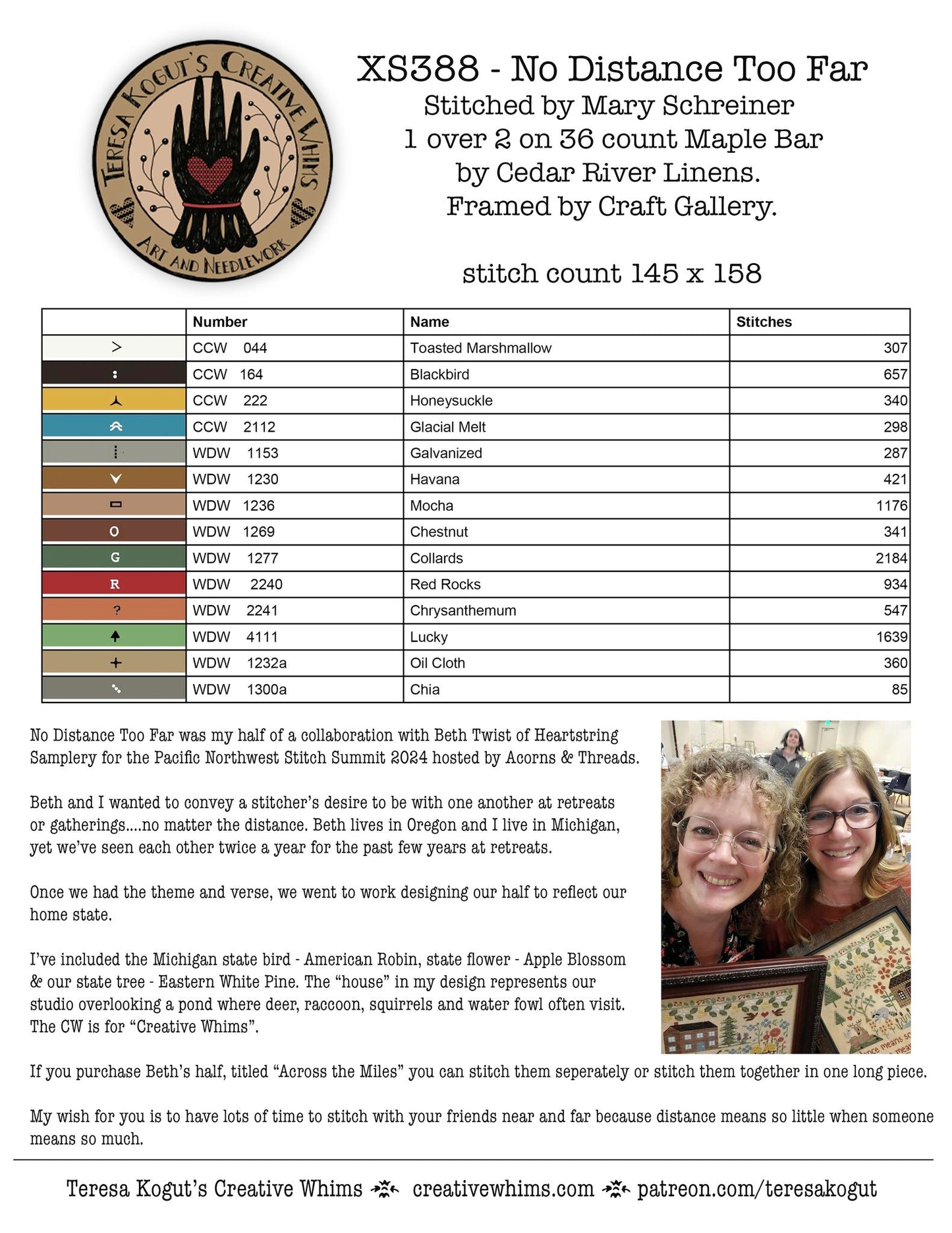 No Distance - Cross Stitch Pattern by Teresa Kogut PREORDER