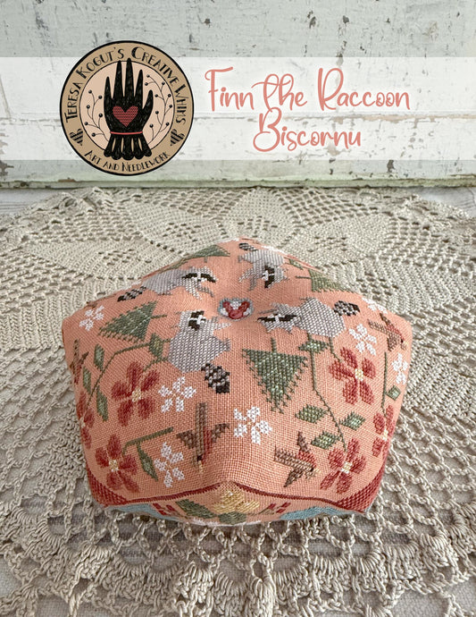 Finn Raccoon biscornu - Cross Stitch Pattern by Teresa Kogut