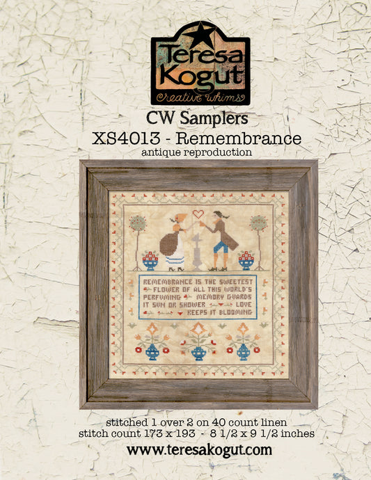 Remembrance - Reproduction Sampler Chart by Teresa Kogut