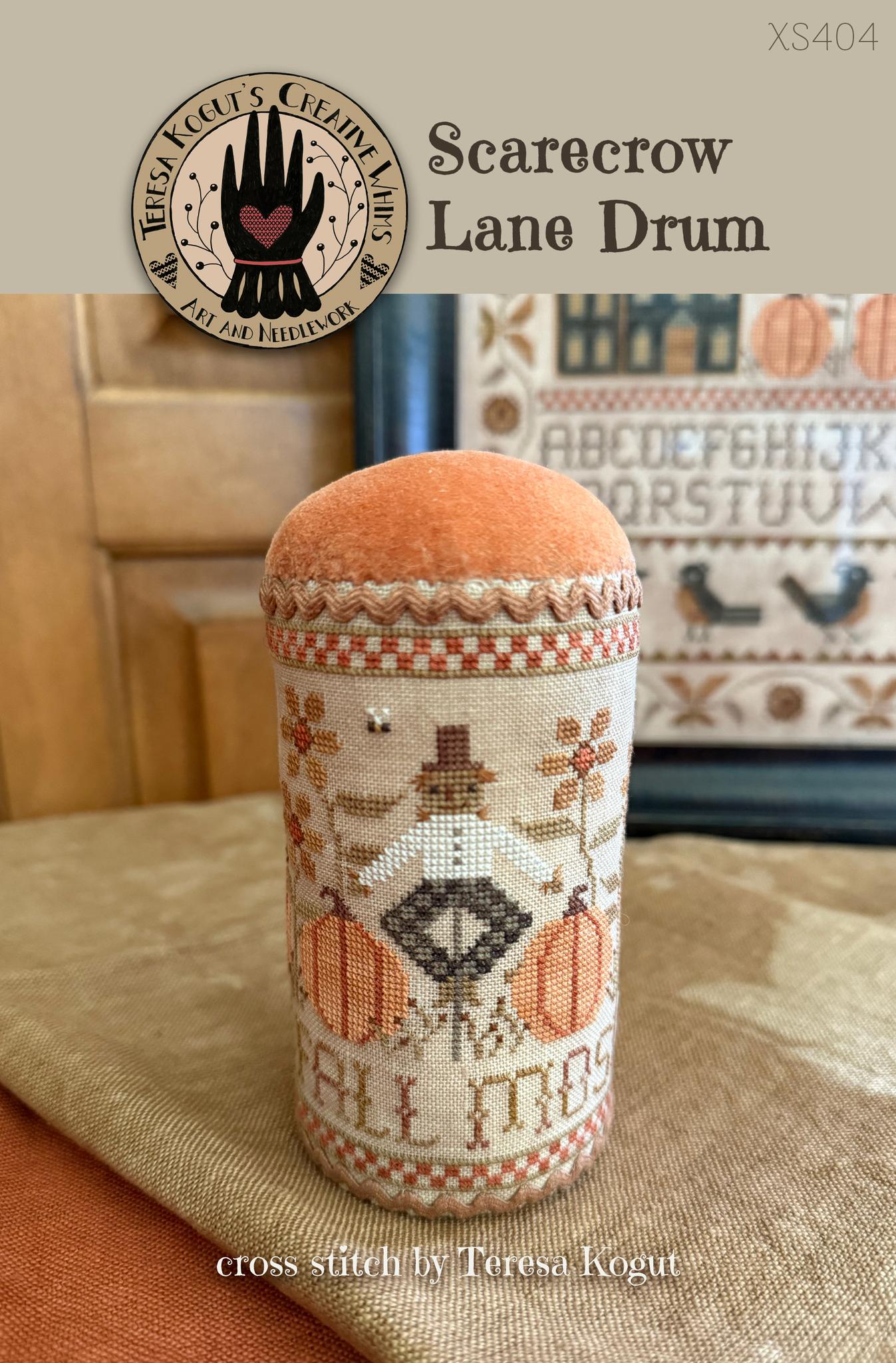Scarecrow Lane Drum - Cross Stitch Pattern by Teresa Kogut PREORDER
